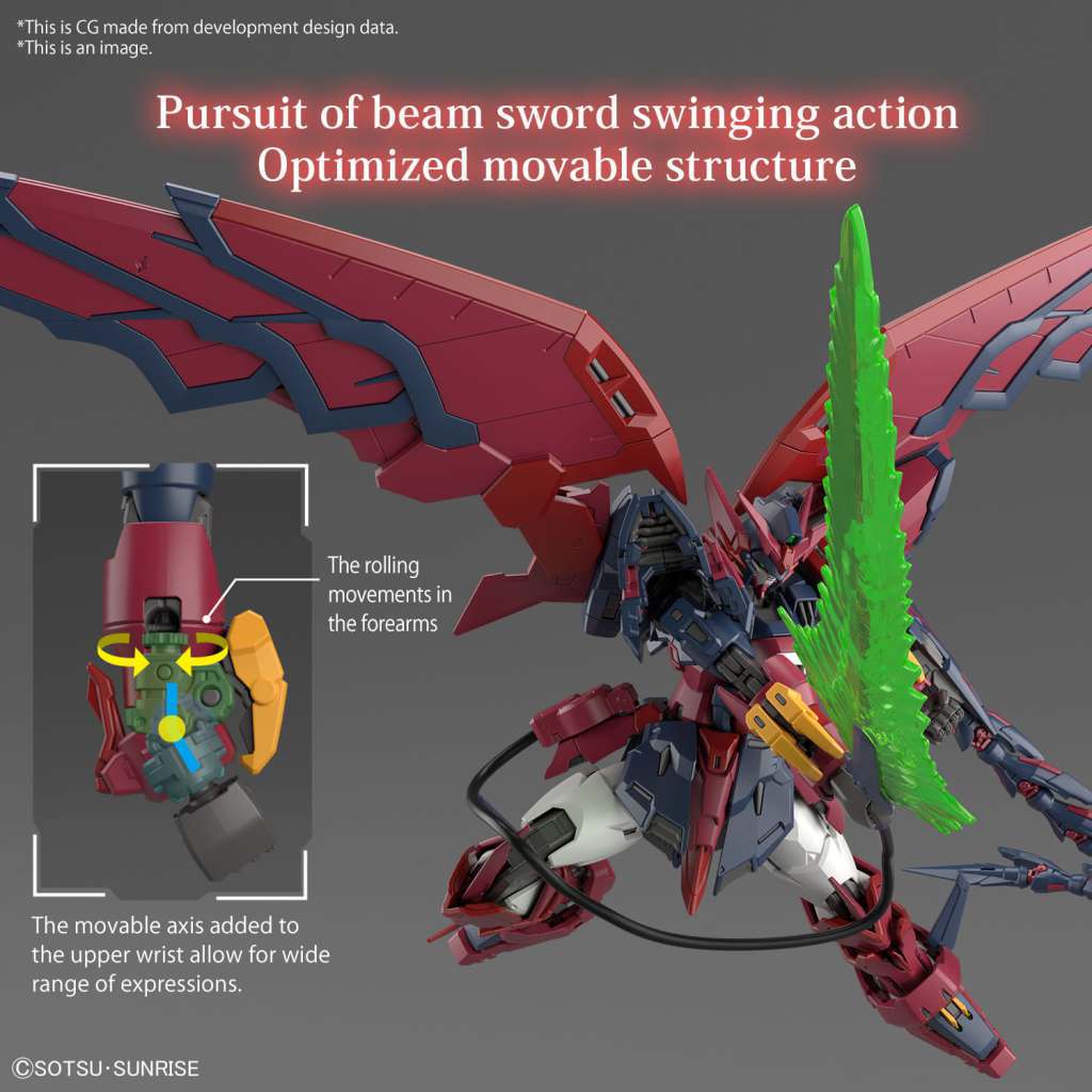 RG Epyon Gundam model kit showing the arm mechanics