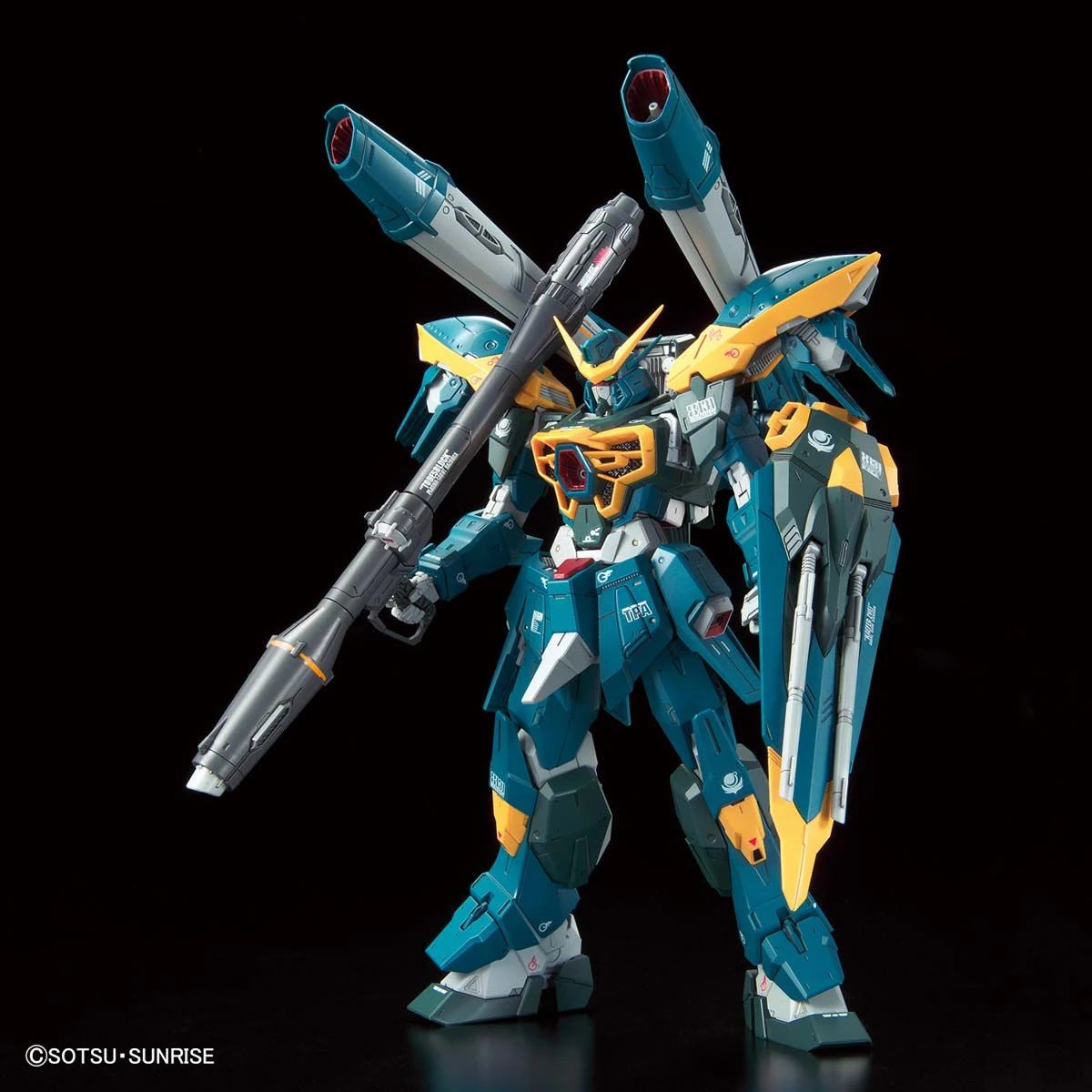 FM Calamity Gundam model kit with shield and bazooka front view